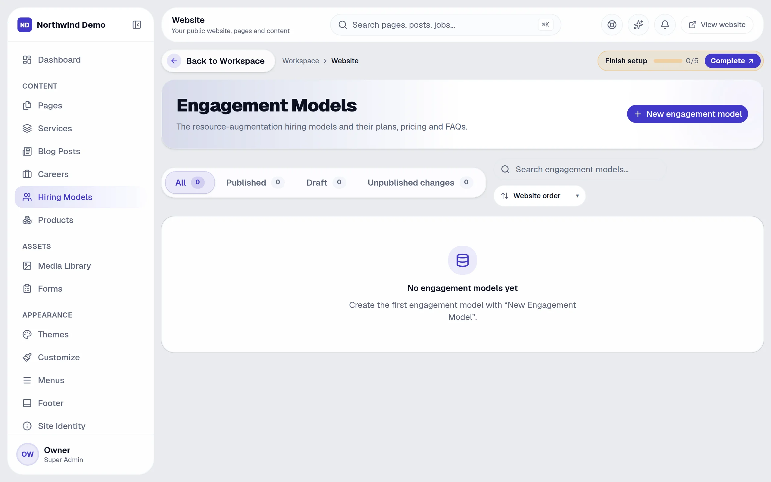 Website — Hiring models: the real screen