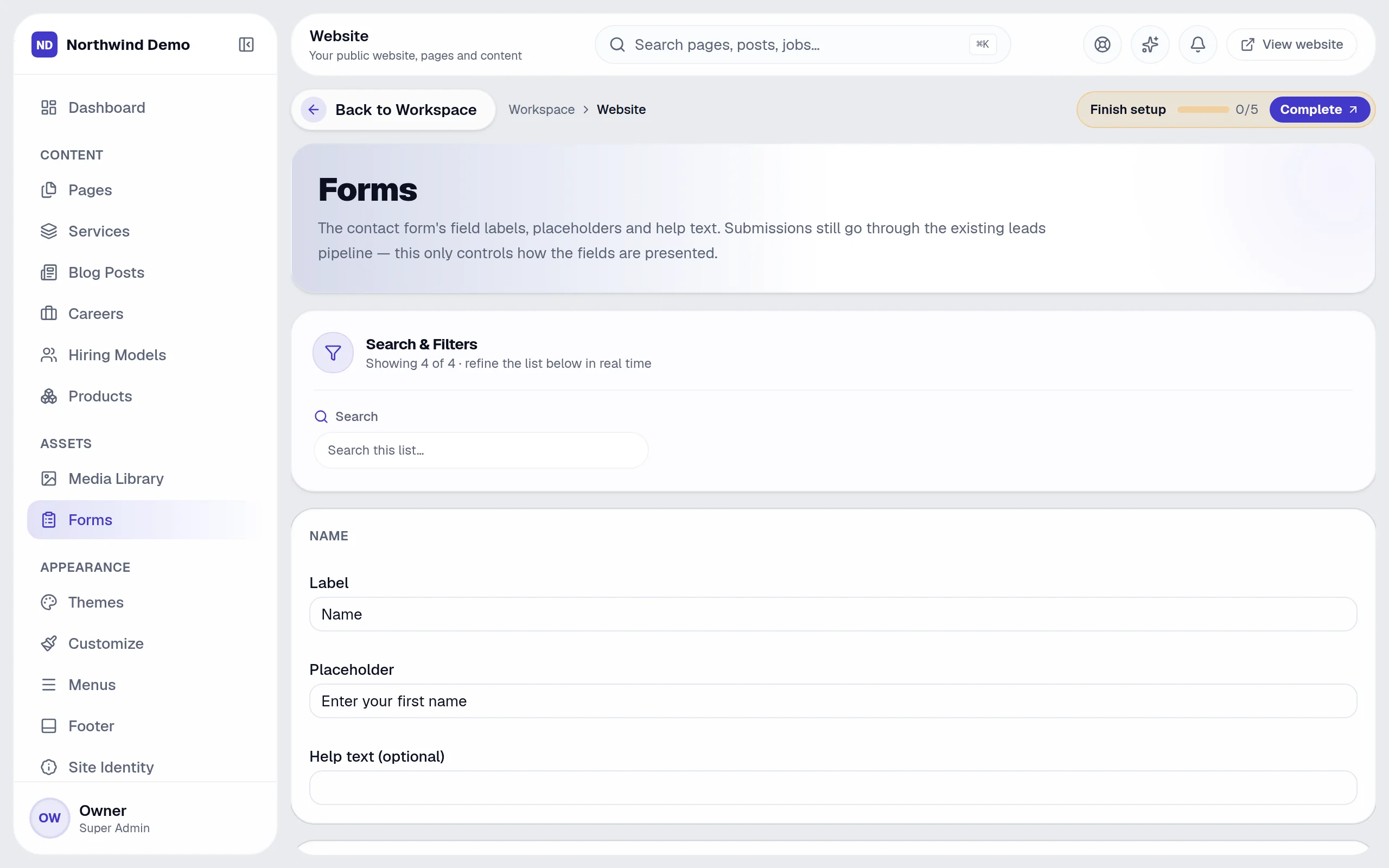 Website — Forms: the real screen
