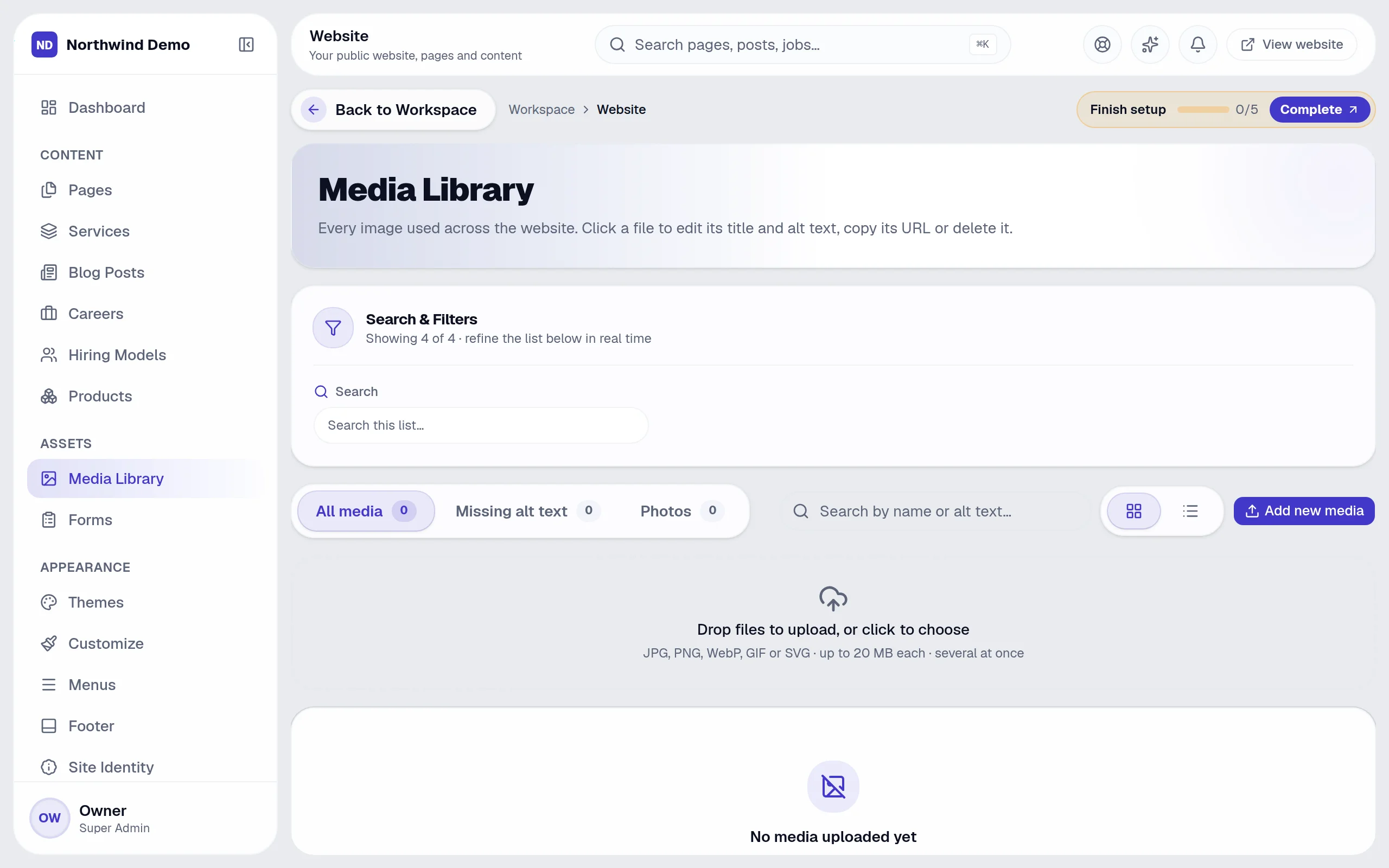 Website — Media library: the real screen