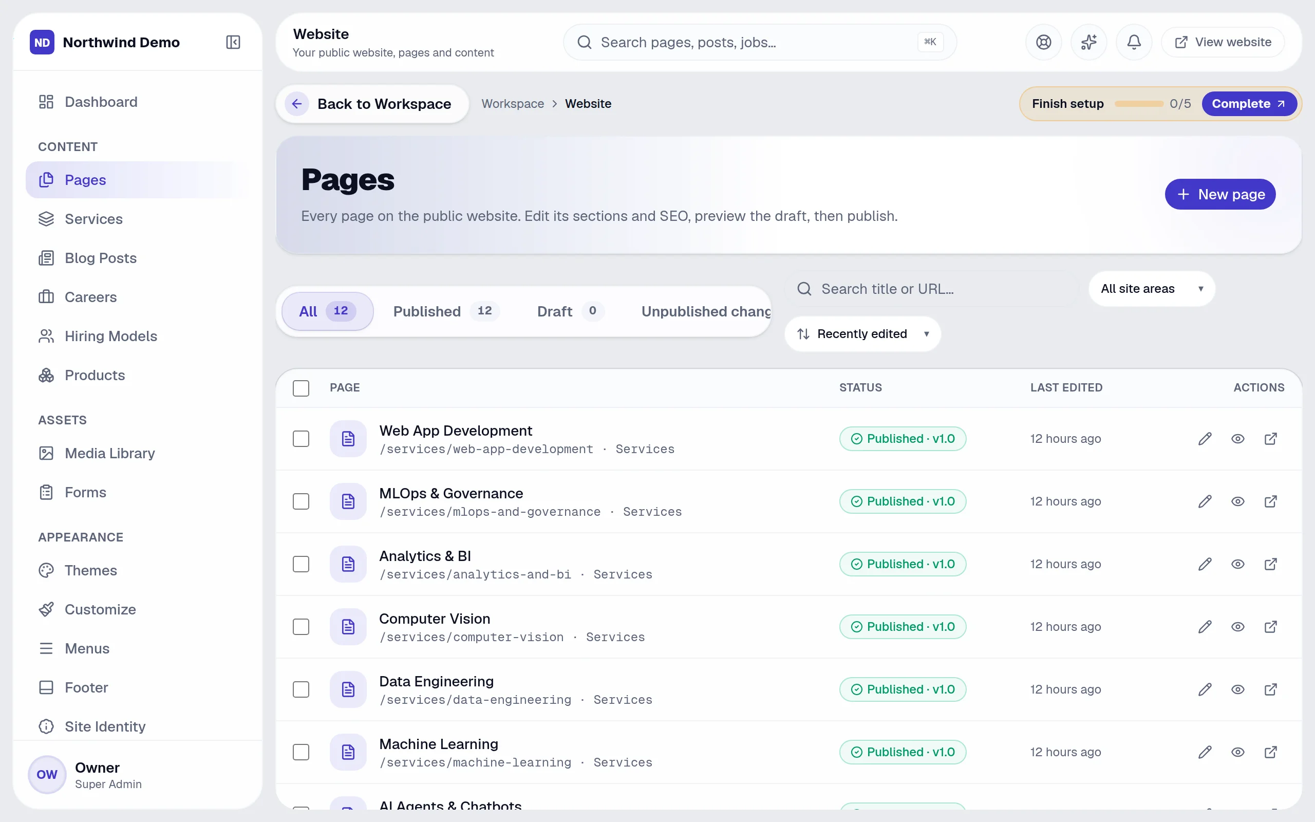 Website — Services: the real screen