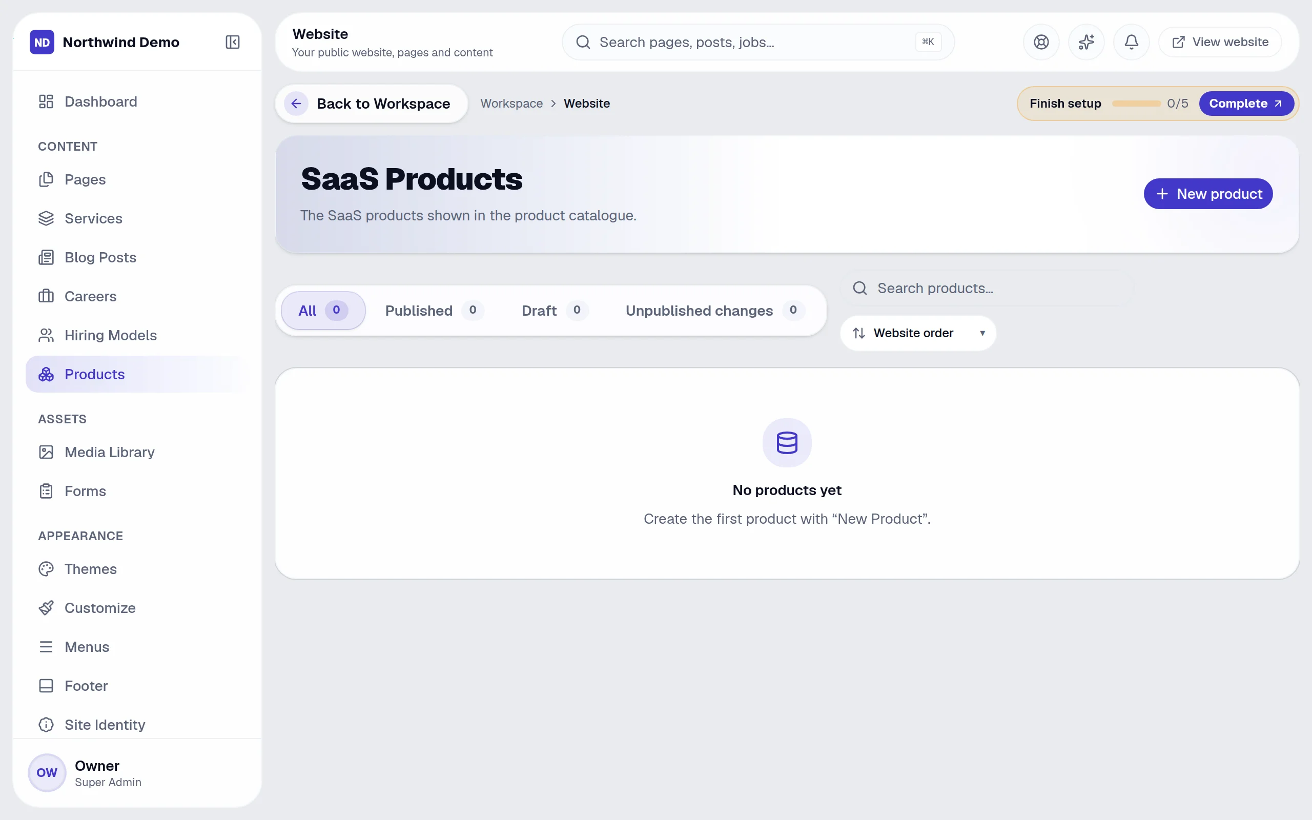 Website — Products: the real screen