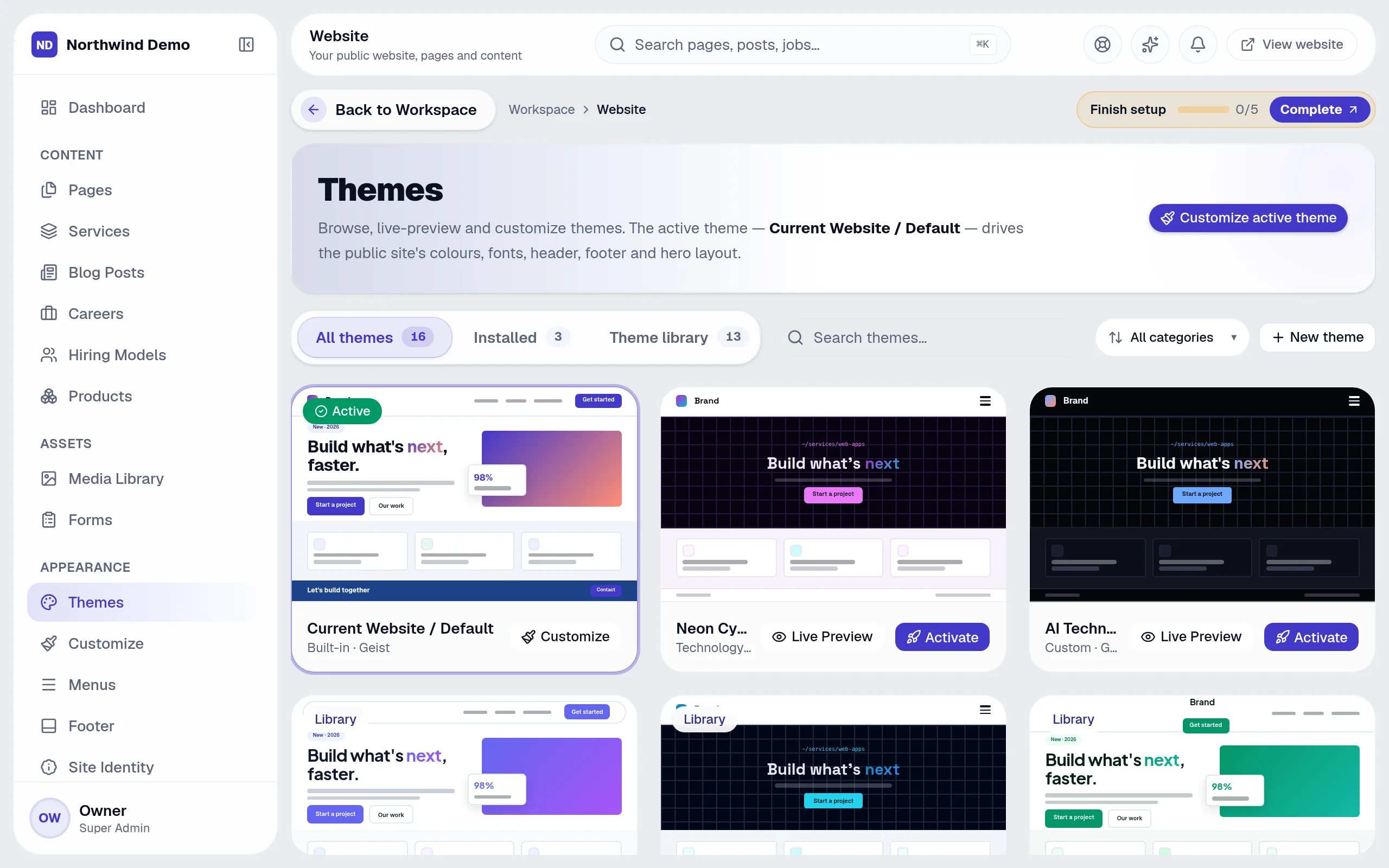Website — Themes: the real screen