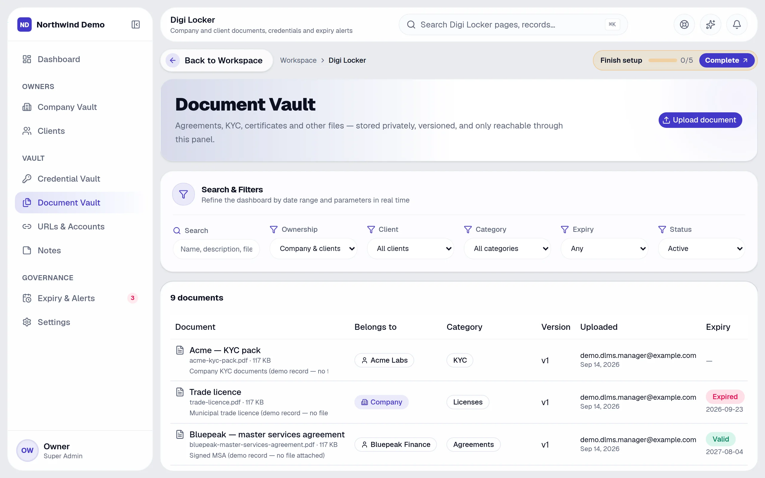 Digi Locker — Document vault: the real screen