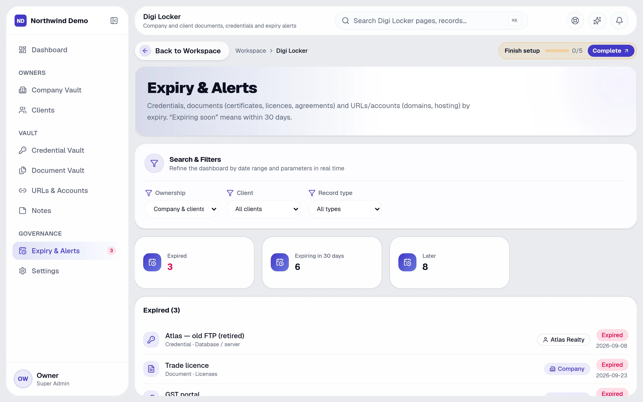 Digi Locker — Expiry & alerts: the real screen