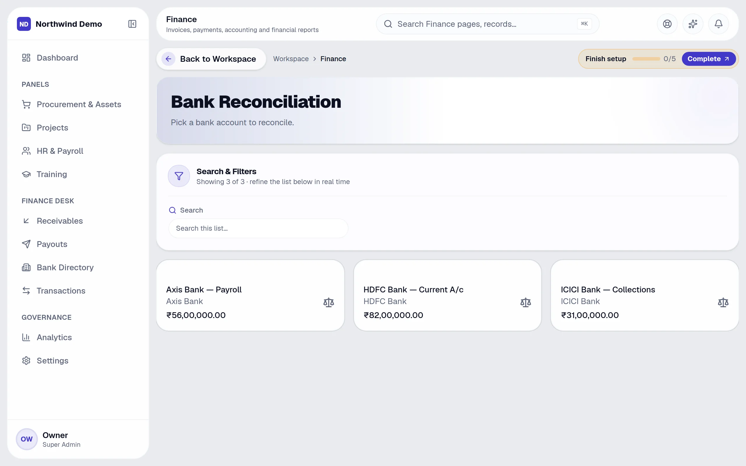 Finance — Bank reconciliation: the real screen
