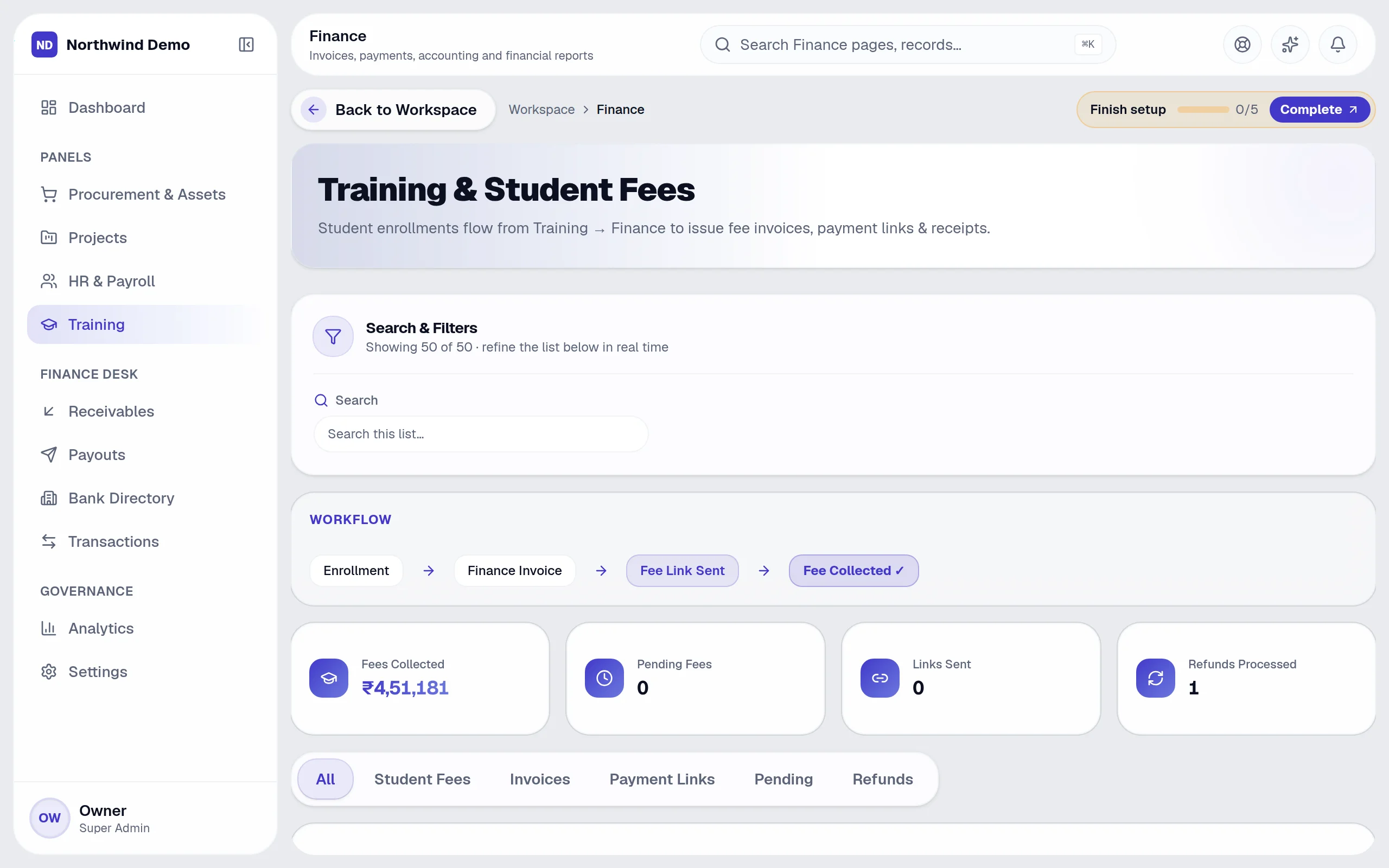 Finance — Training: the real screen