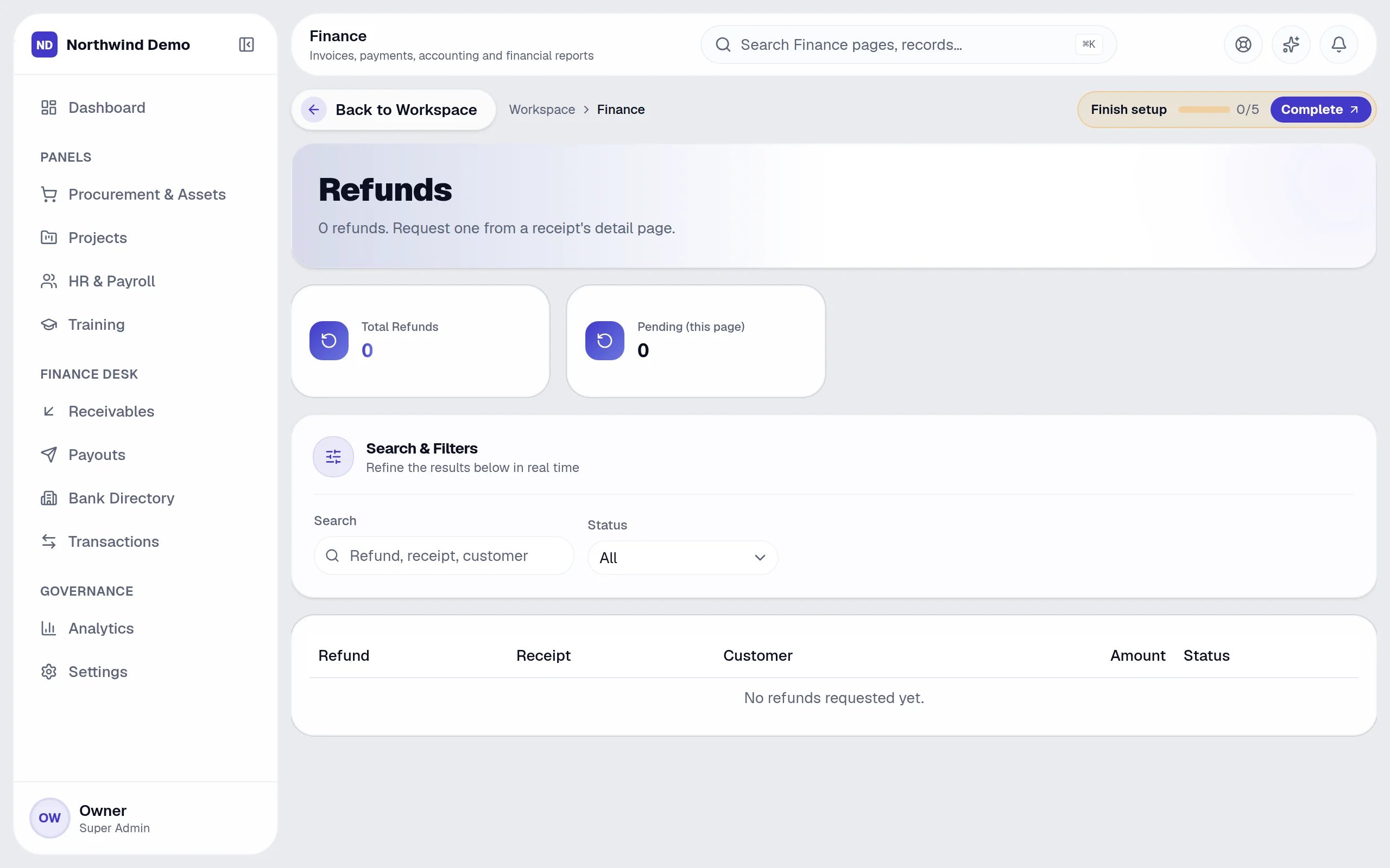 Finance — Refunds: the real screen