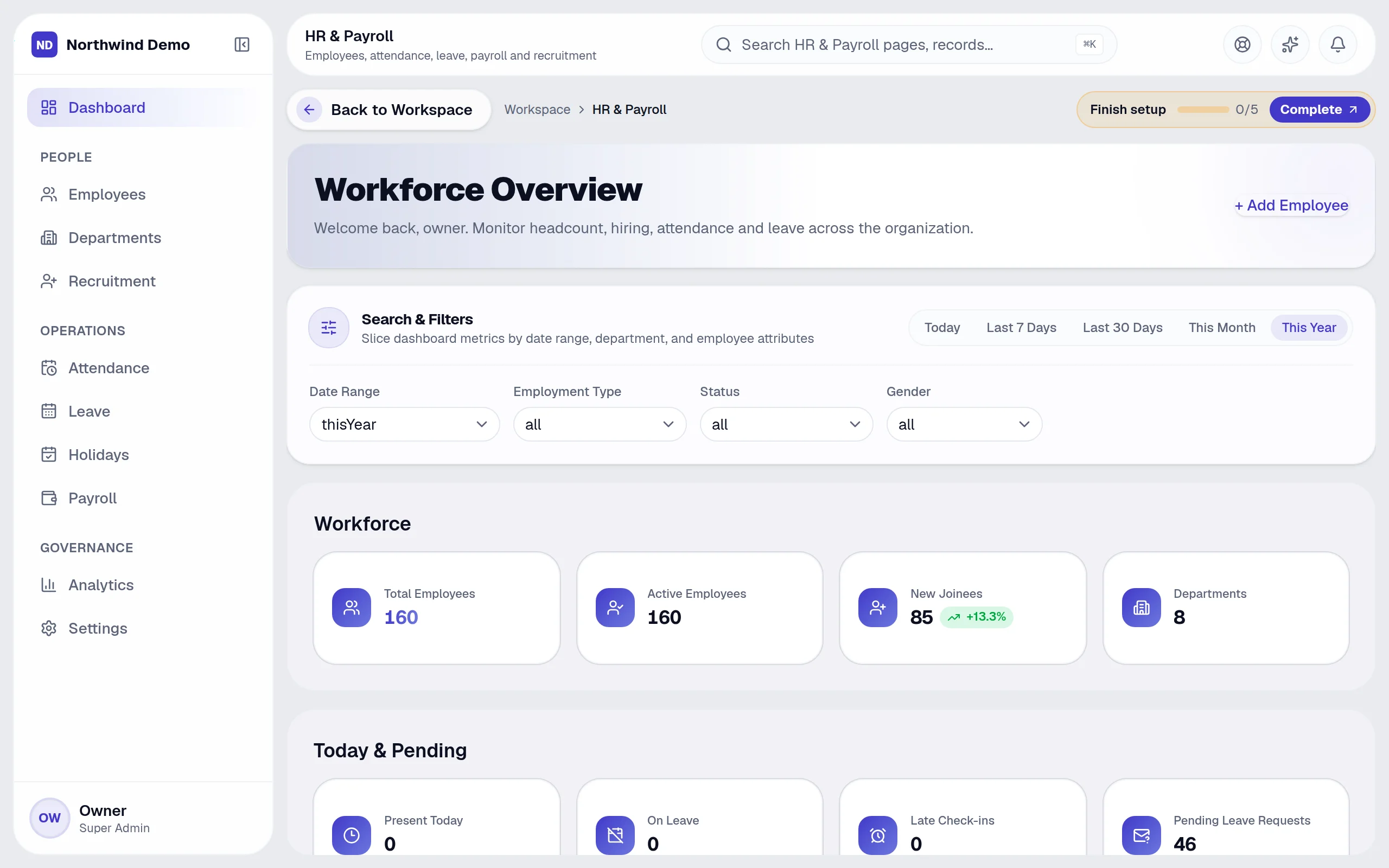 HR & Payroll — Company directory: the real screen