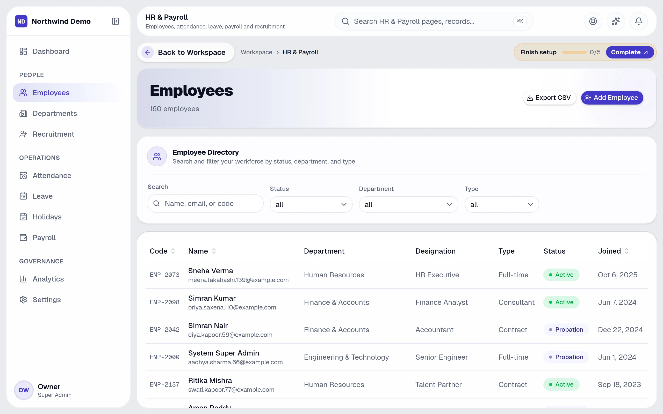 HR & Payroll — Employee documents: the real screen