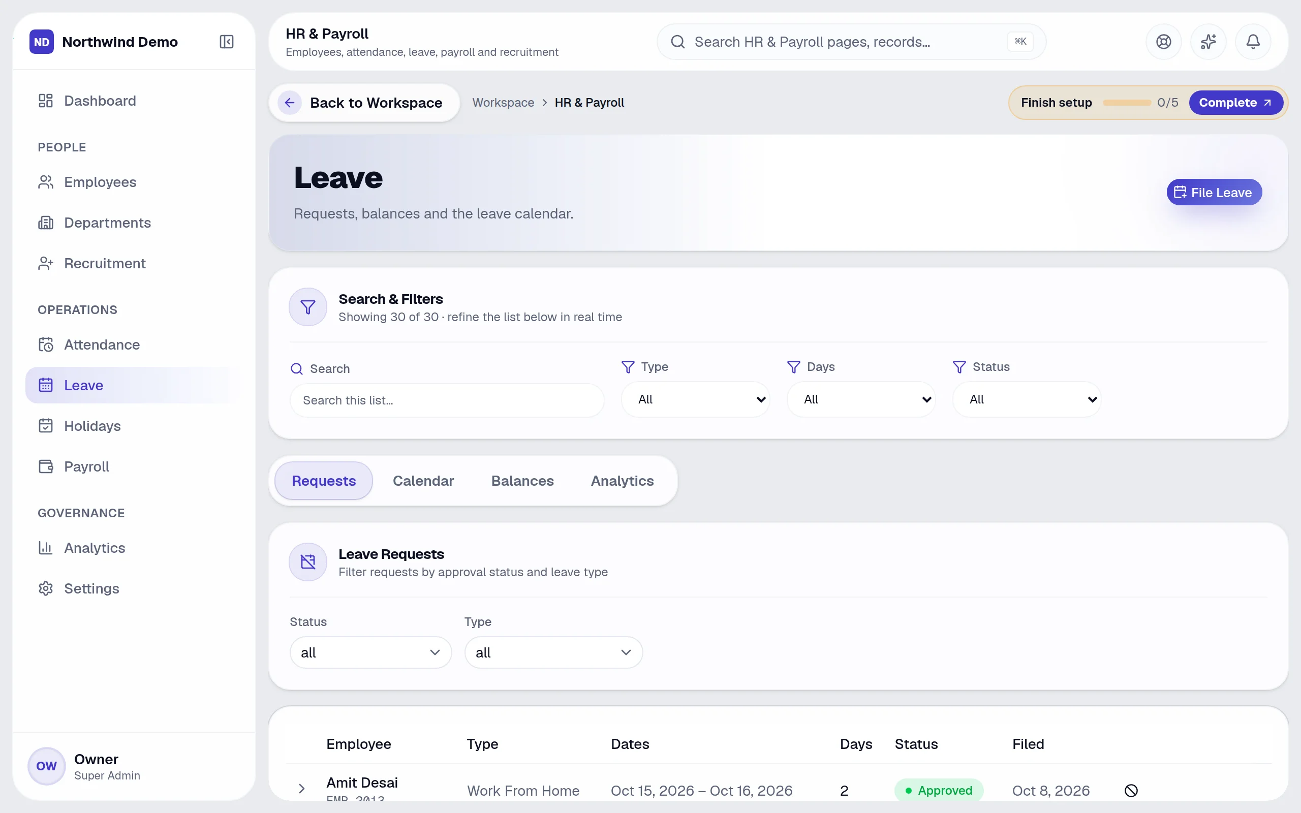 HR & Payroll — Leave: the real screen
