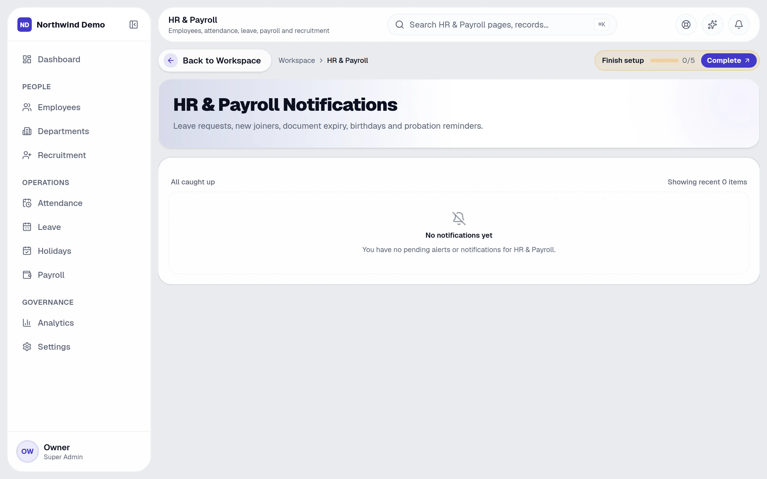 HR & Payroll — Notifications: the real screen