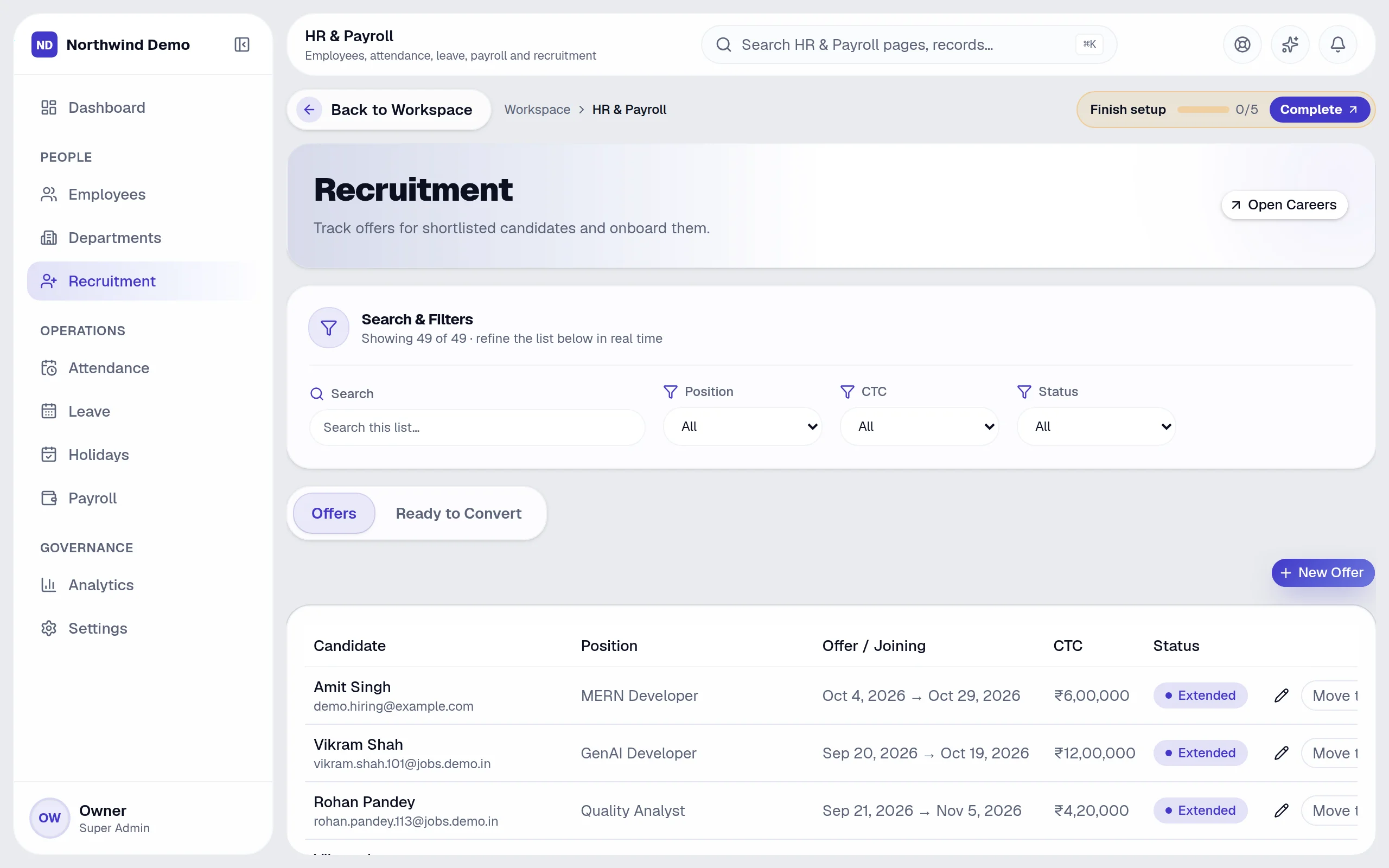 HR & Payroll — Recruitment: the real screen