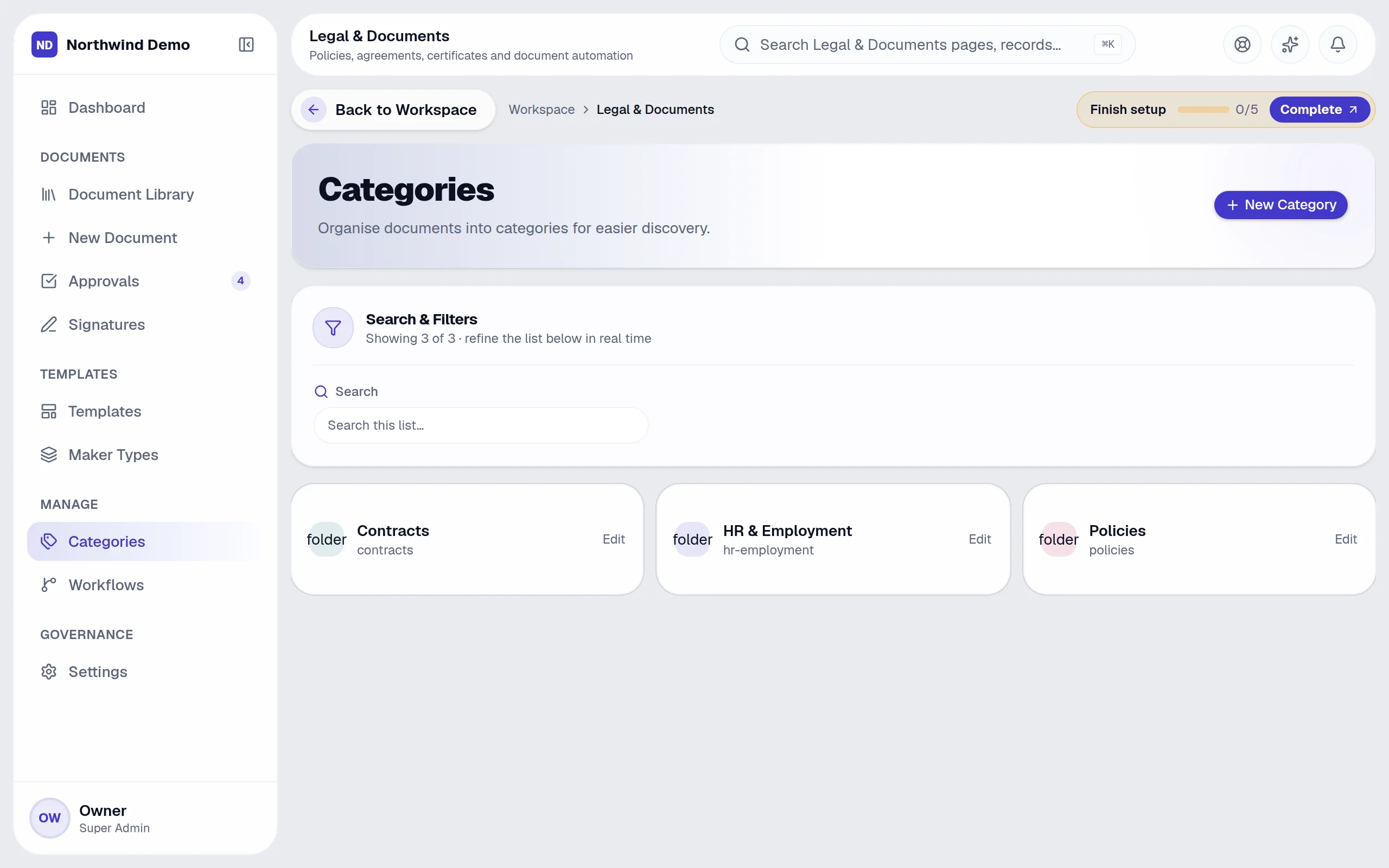 Legal & Documents — Categories: the real screen