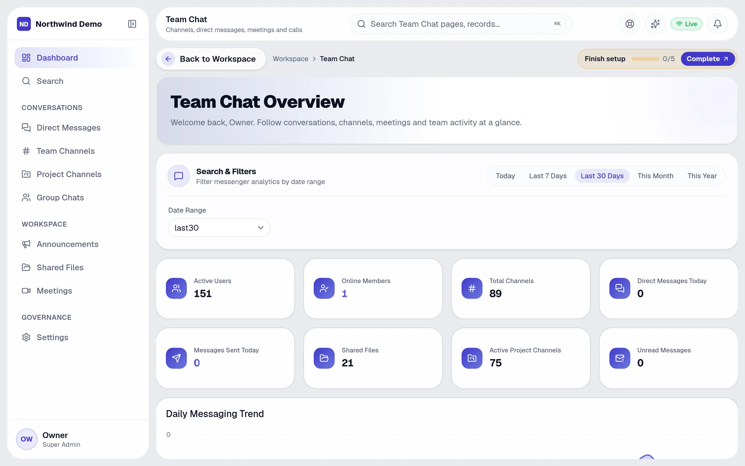 Team Chat — Unread counts: the real screen