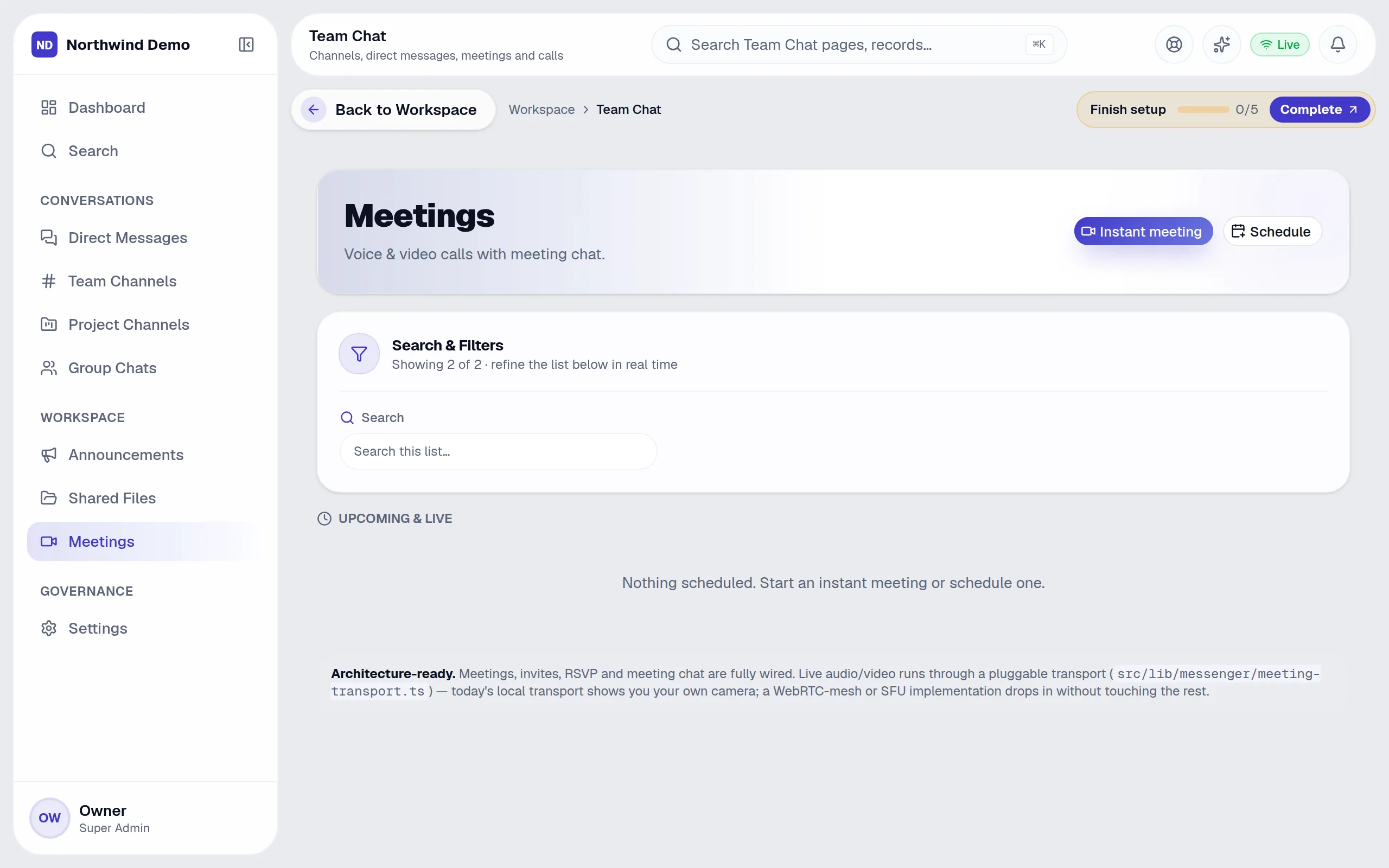 Team Chat — Meetings: the real screen