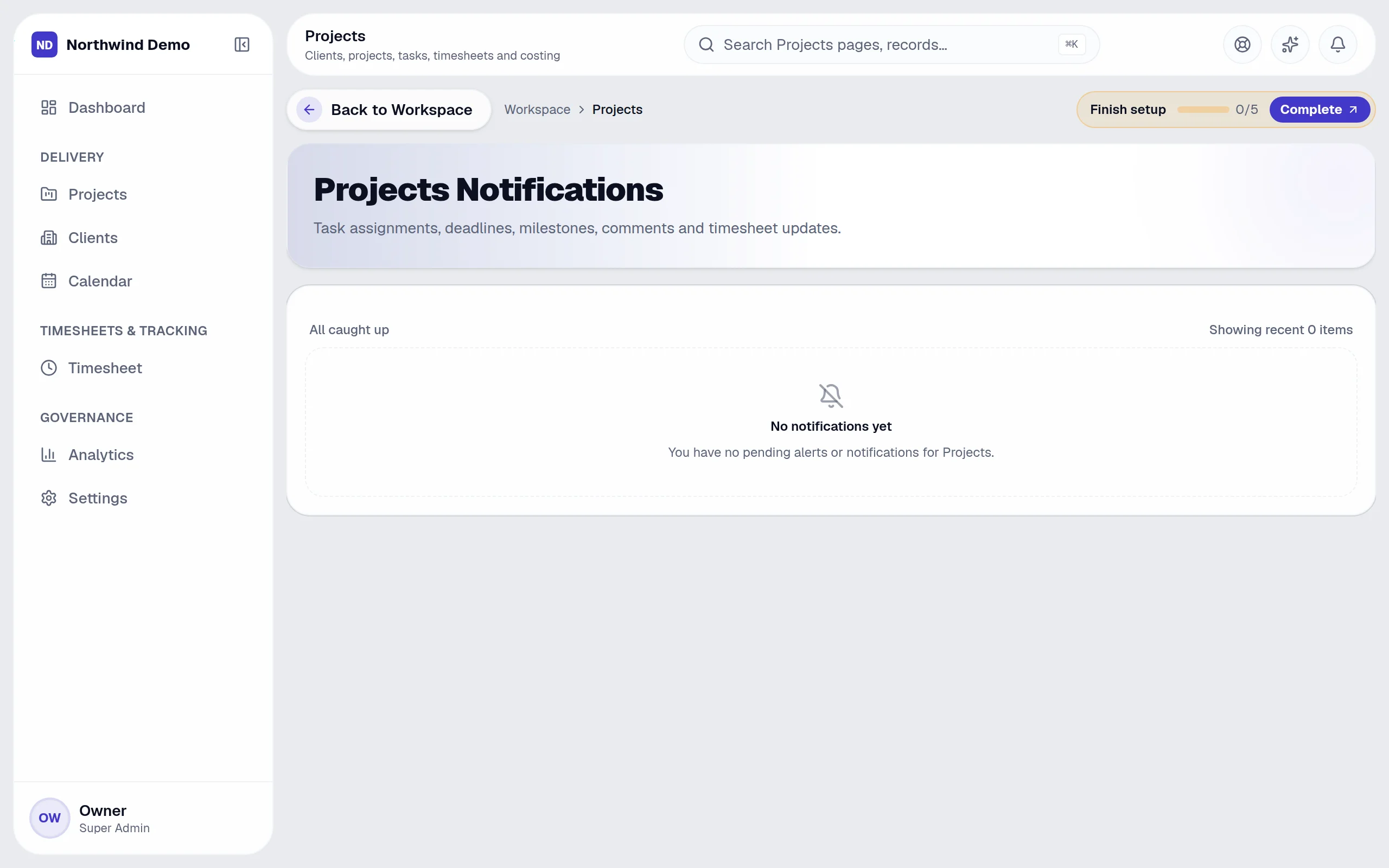 Projects — Notifications: the real screen