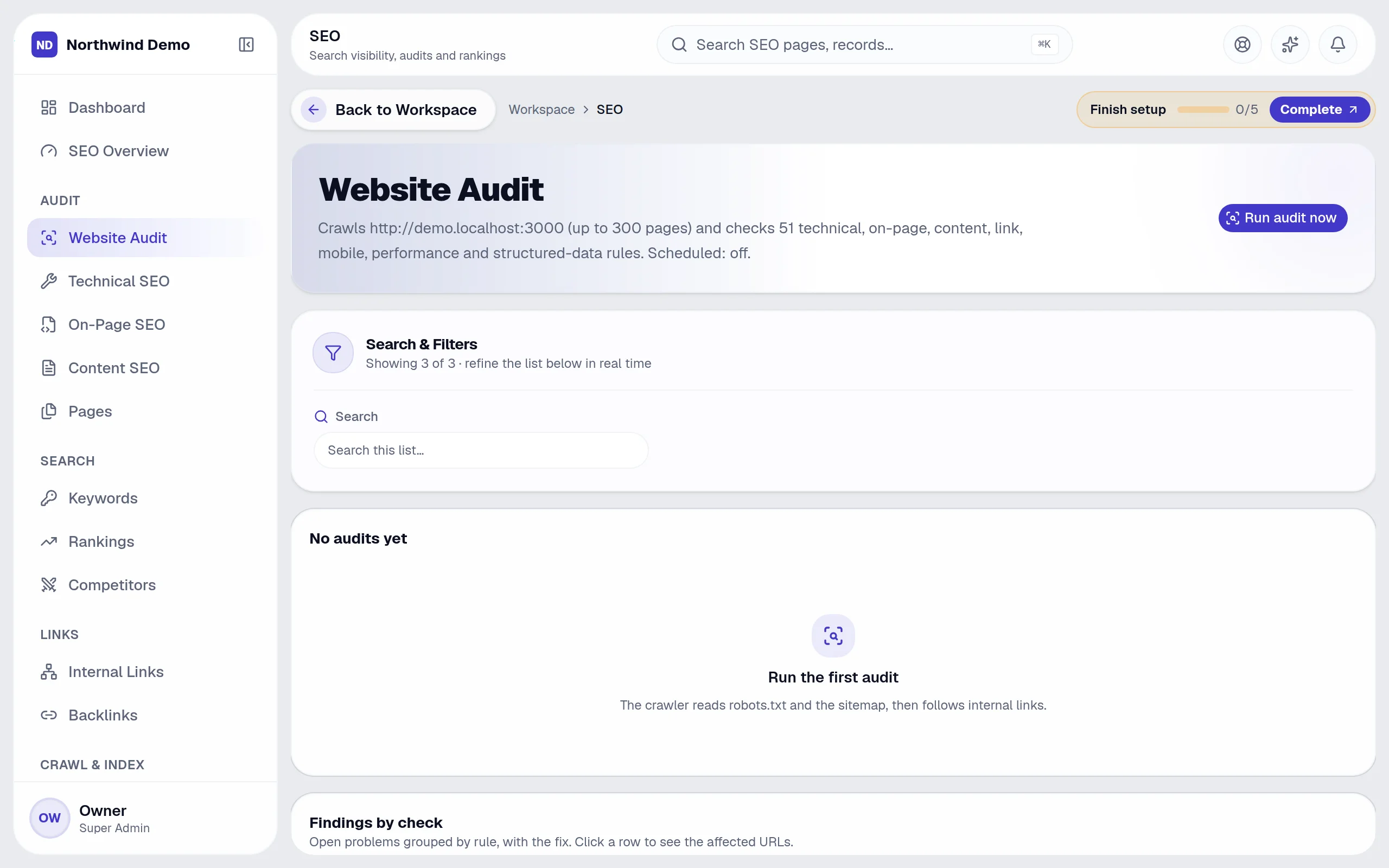 SEO — Website audit: the real screen
