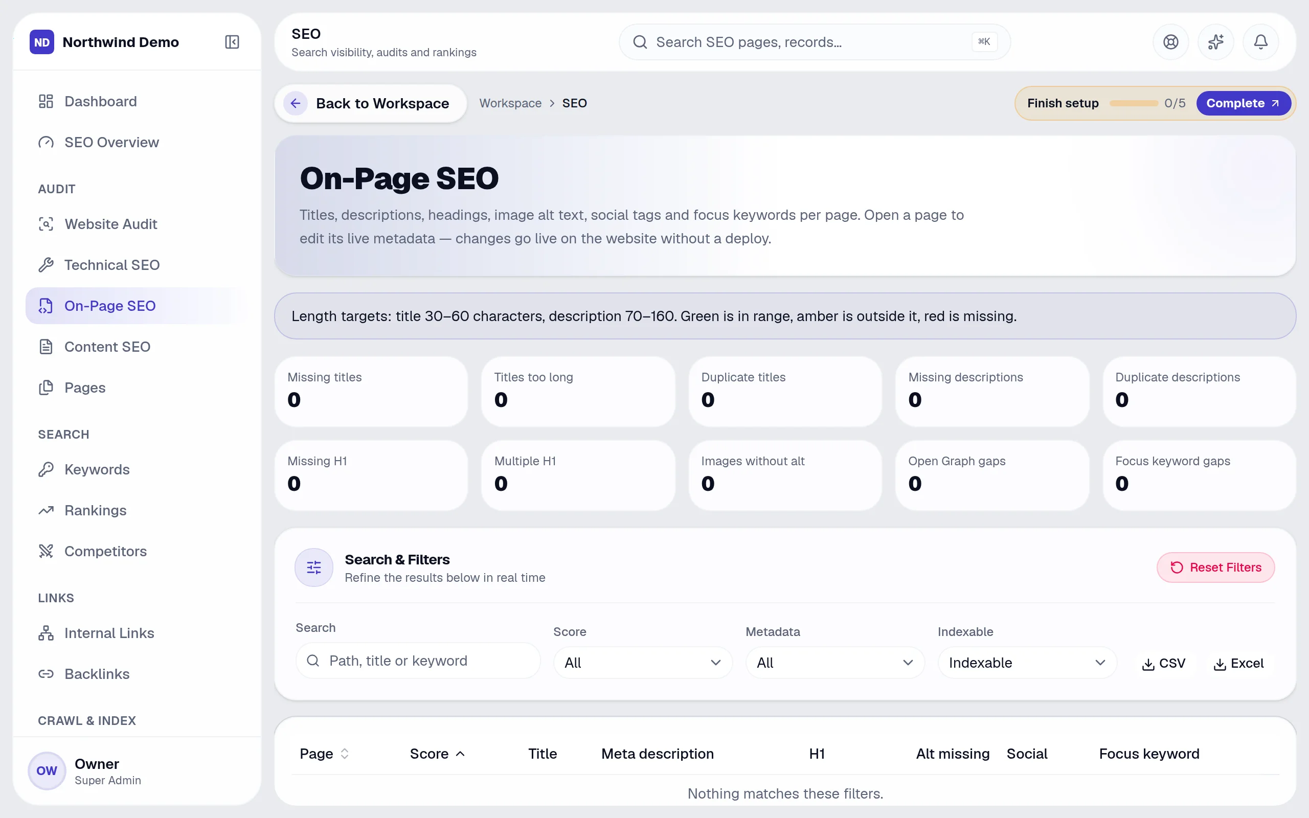 SEO — On-page SEO: the real screen