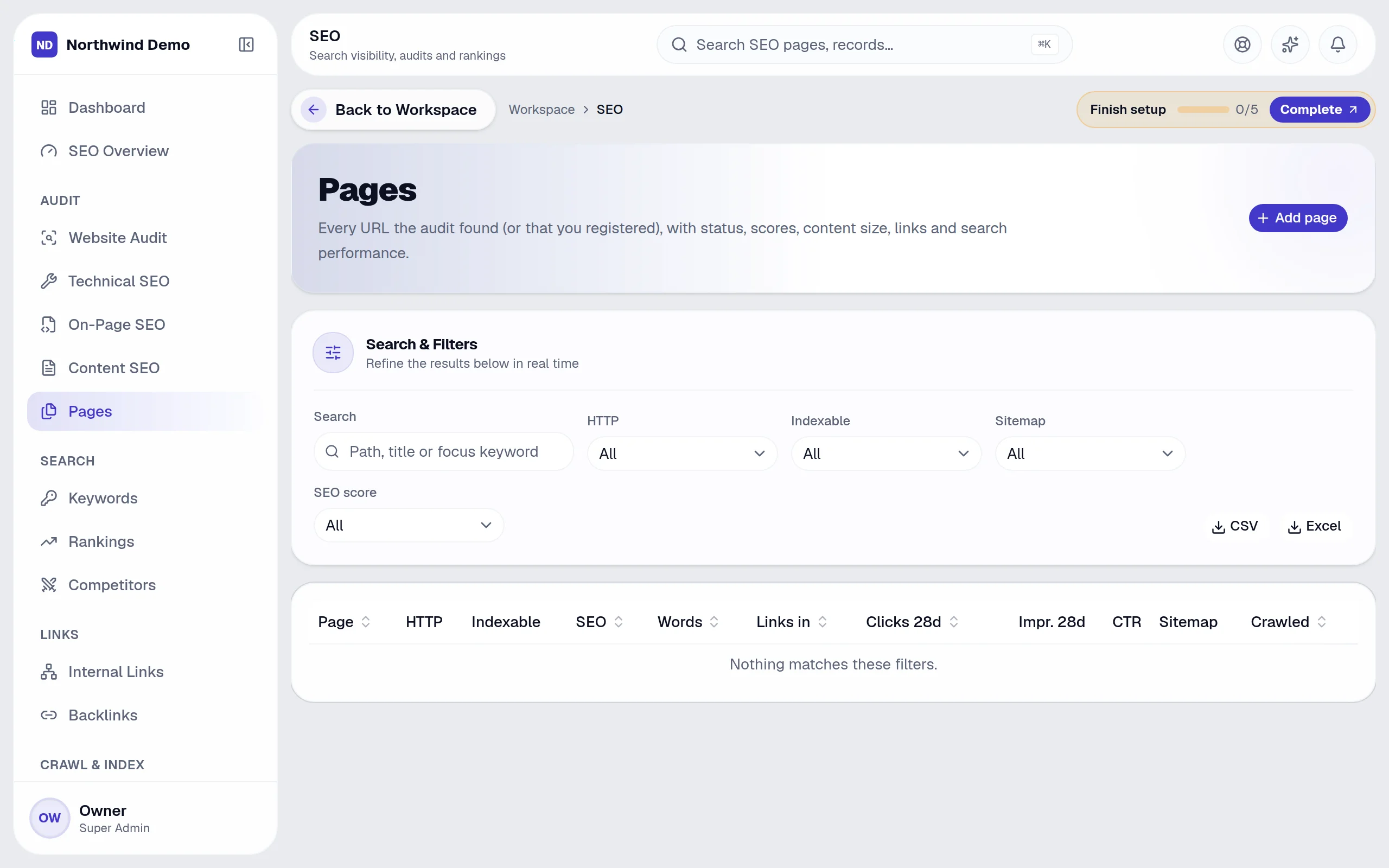 SEO — Pages: the real screen