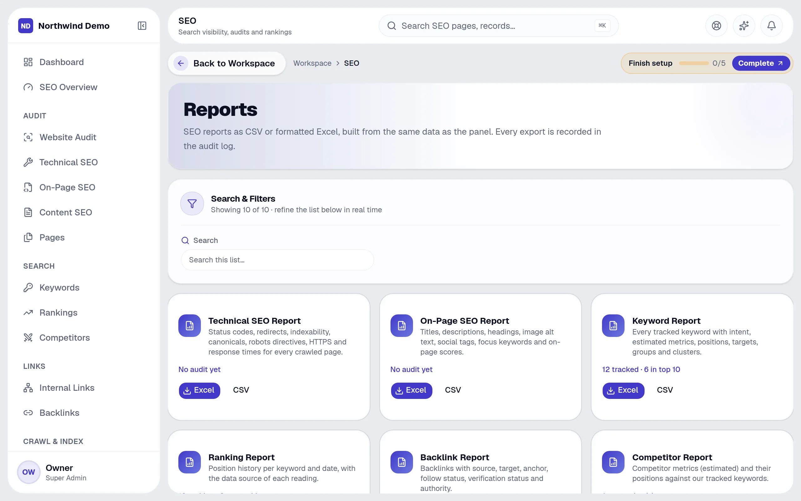 SEO — Reports: the real screen
