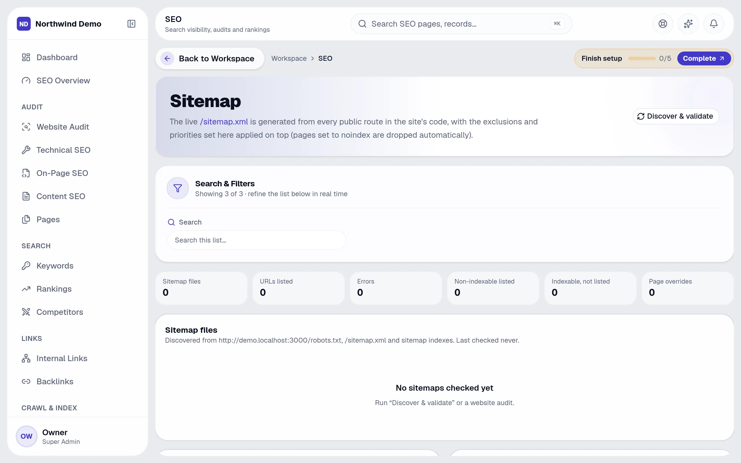 SEO — Sitemap: the real screen