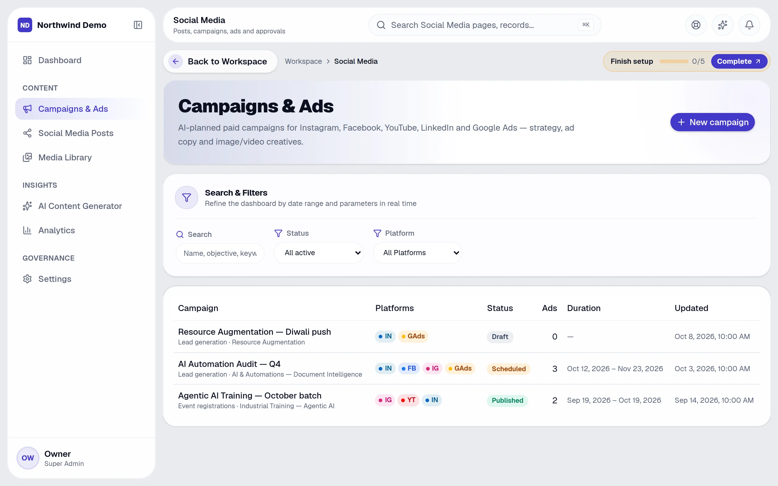 Social Media — Campaigns & ads: the real screen