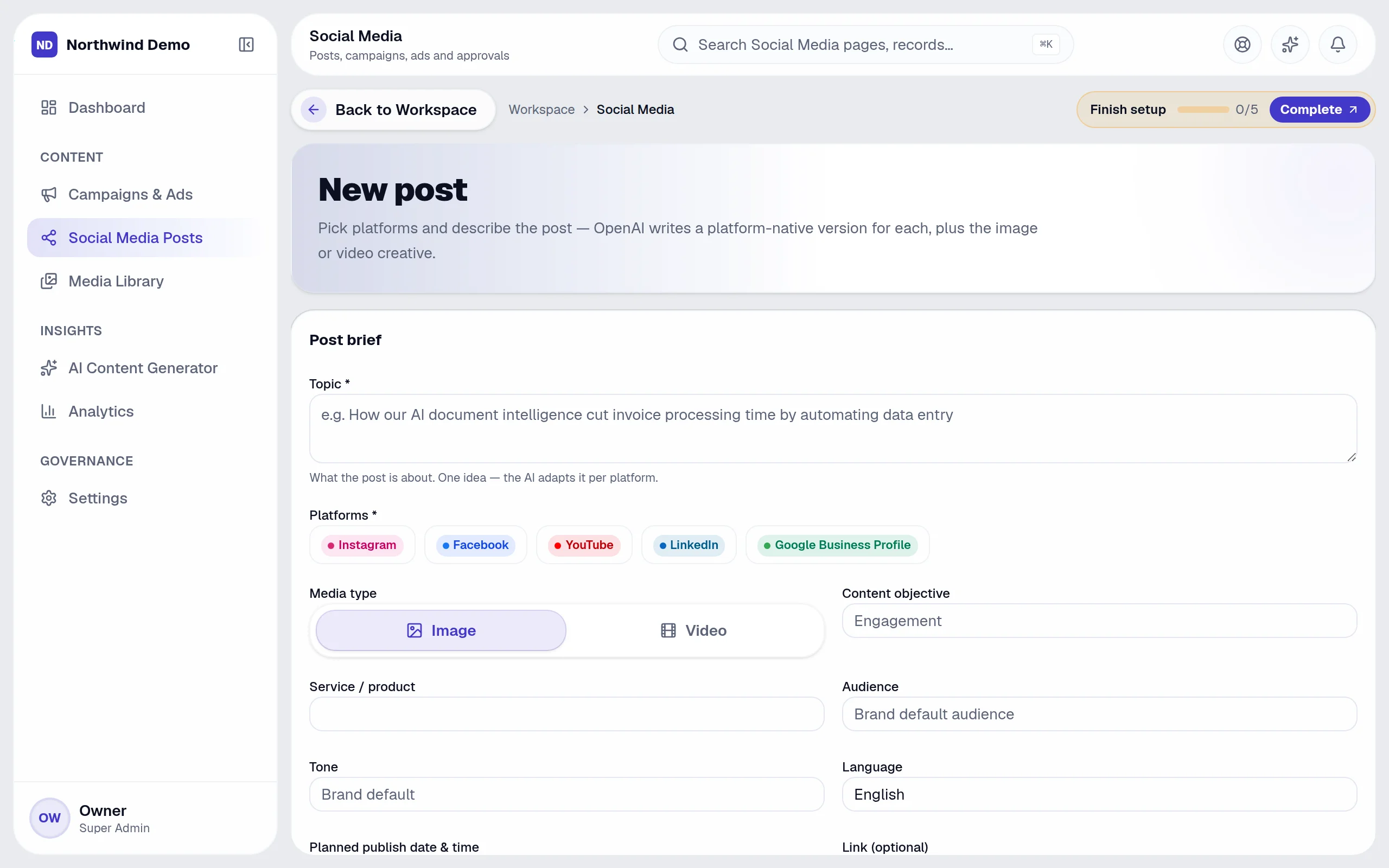 Social Media — New post & new campaign: the real screen