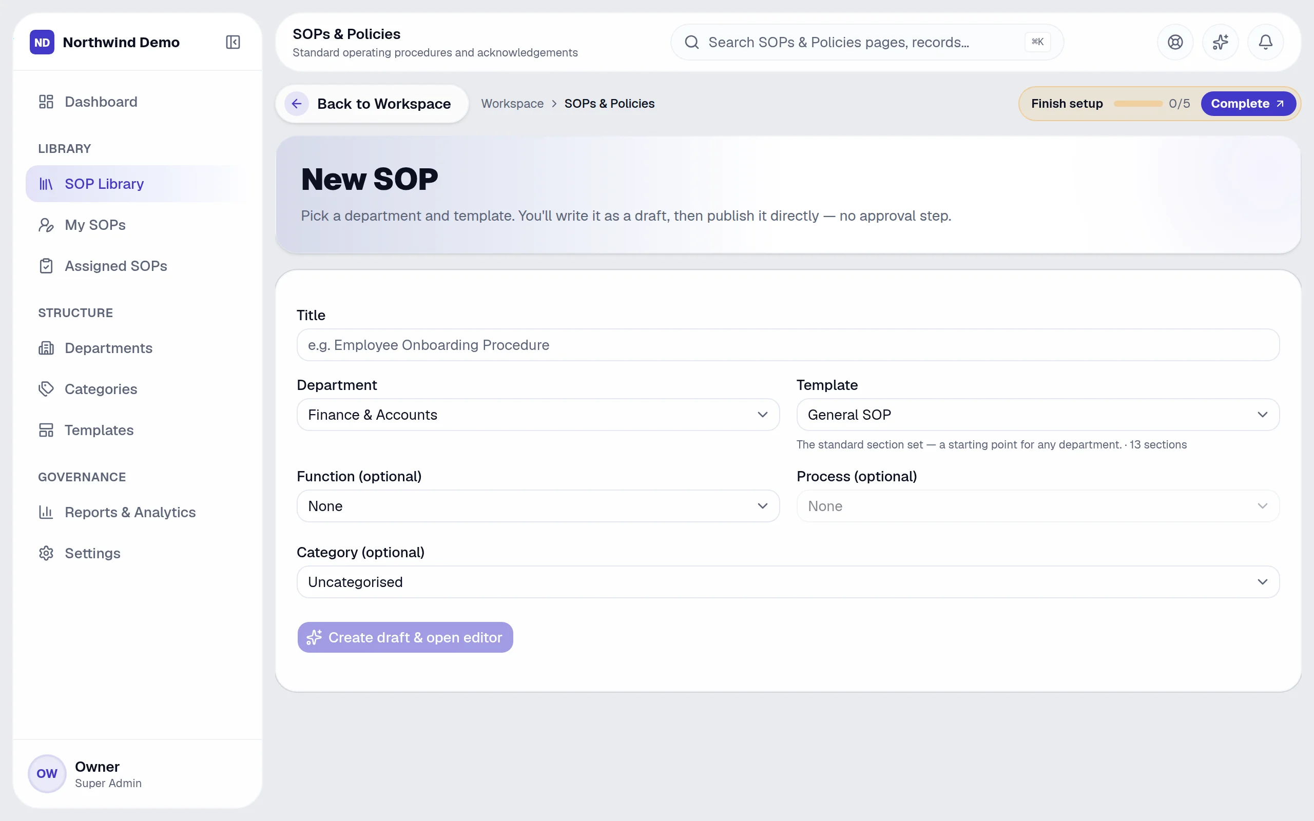 SOPs & Policies — New SOP: the real screen