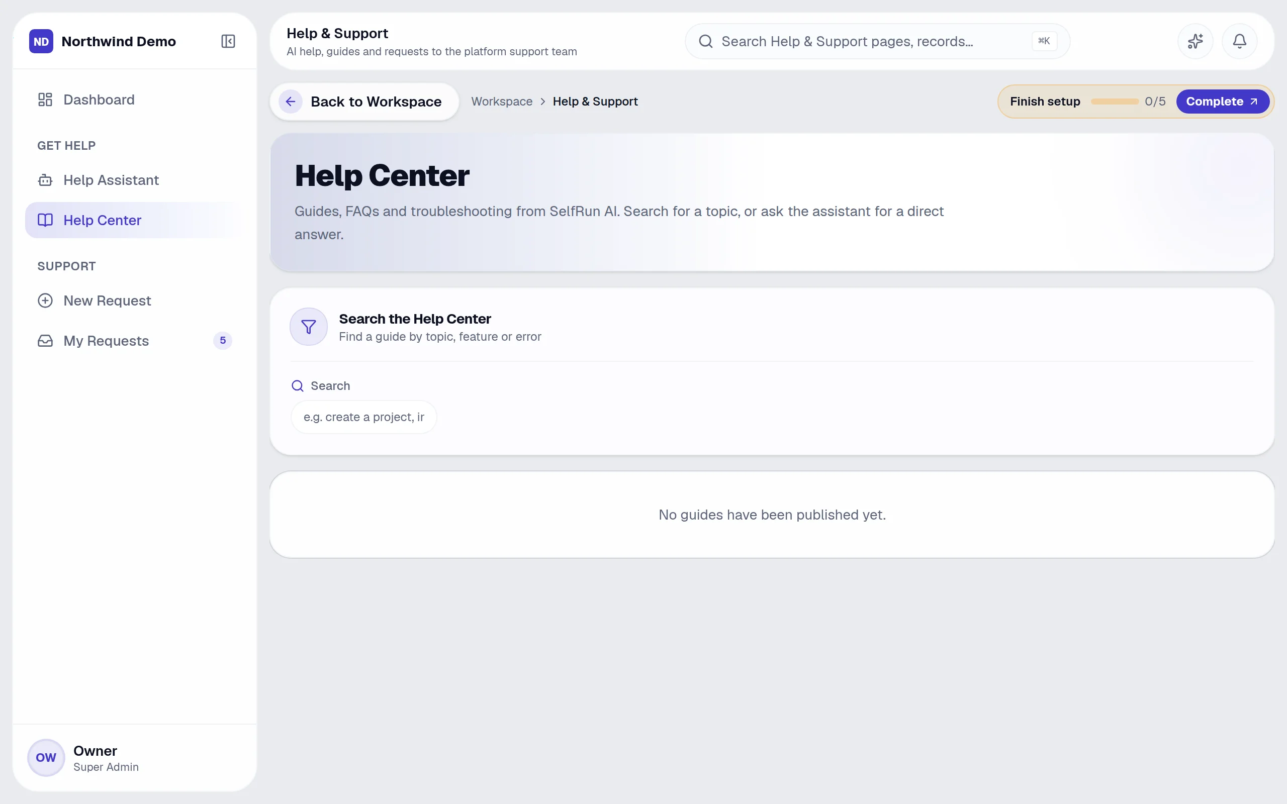 Help & Support — Help center: the real screen