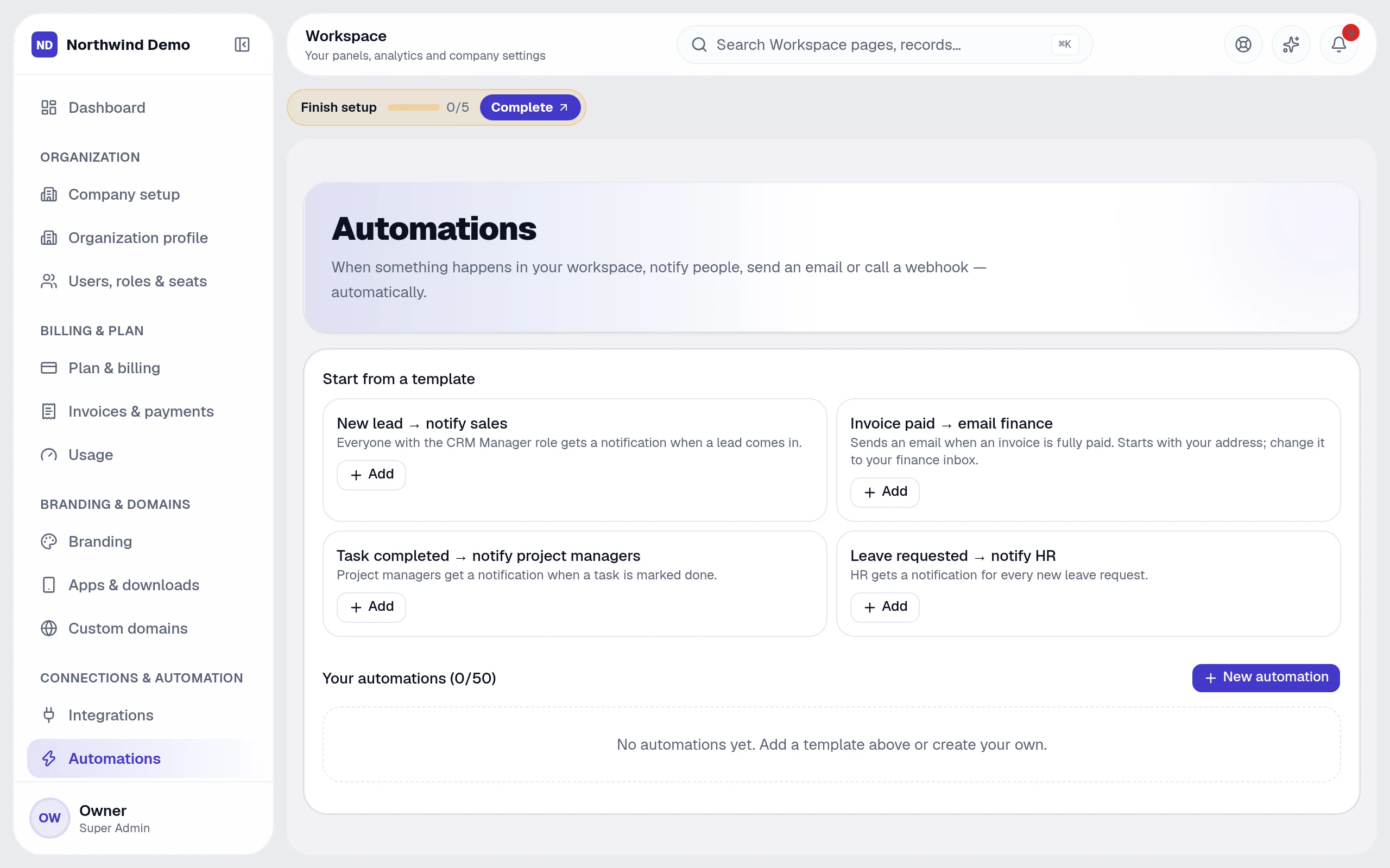 Workspace — Signed webhooks: the real screen