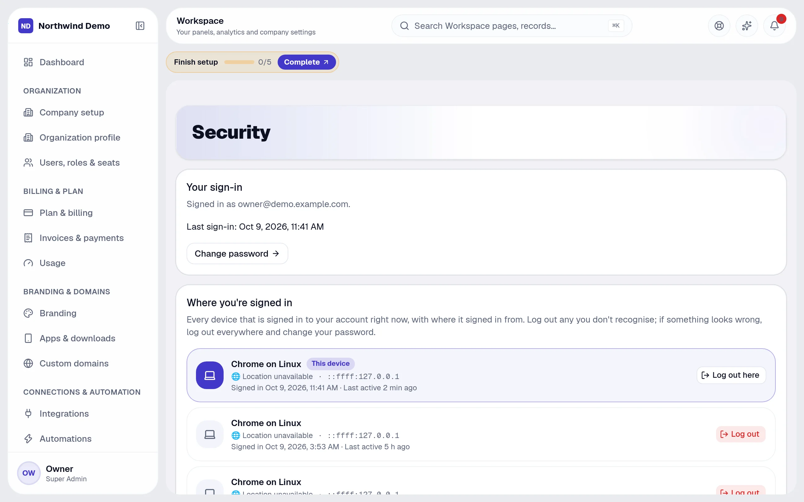 Workspace — Security: the real screen