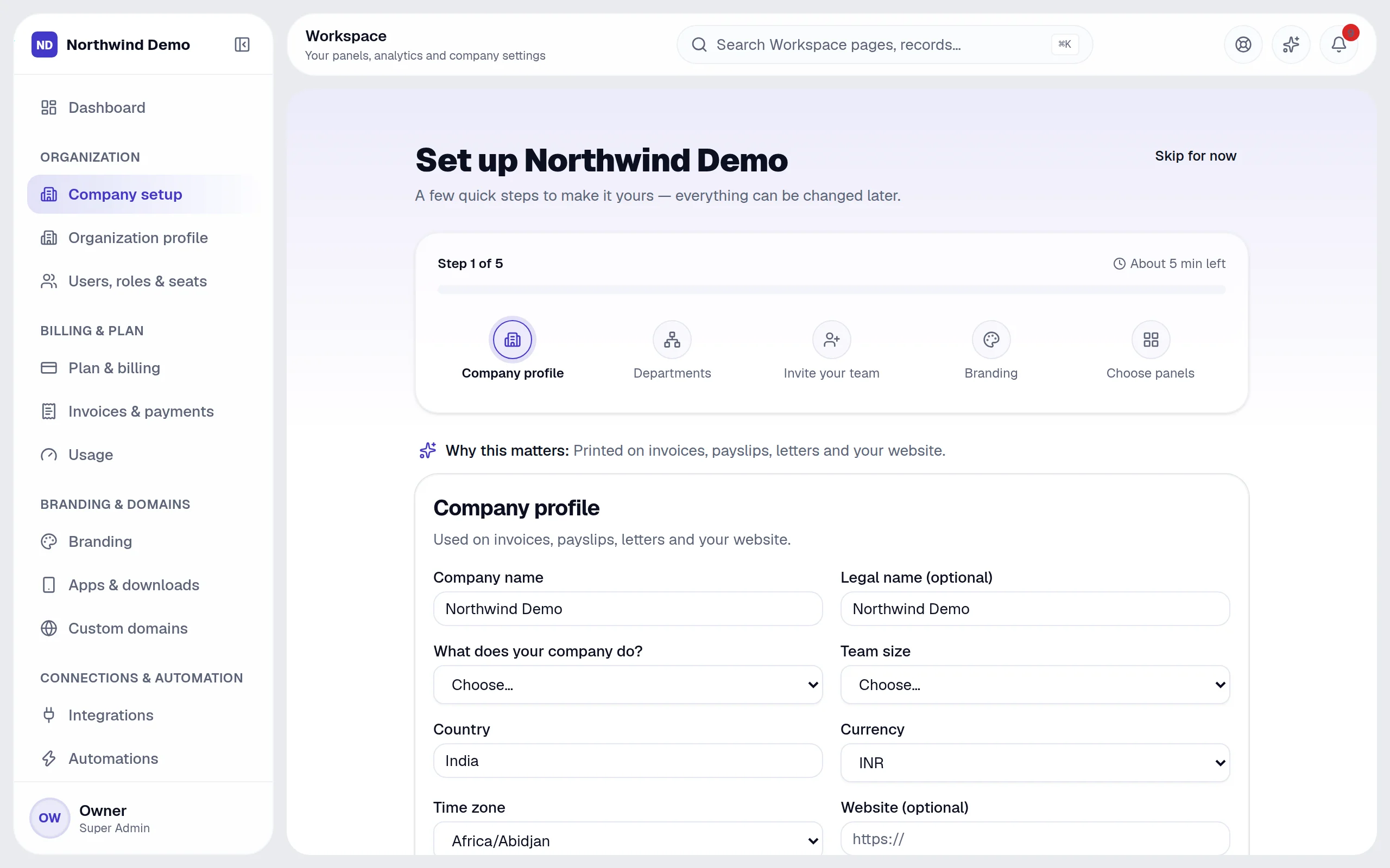 Workspace — Email verification: the real screen