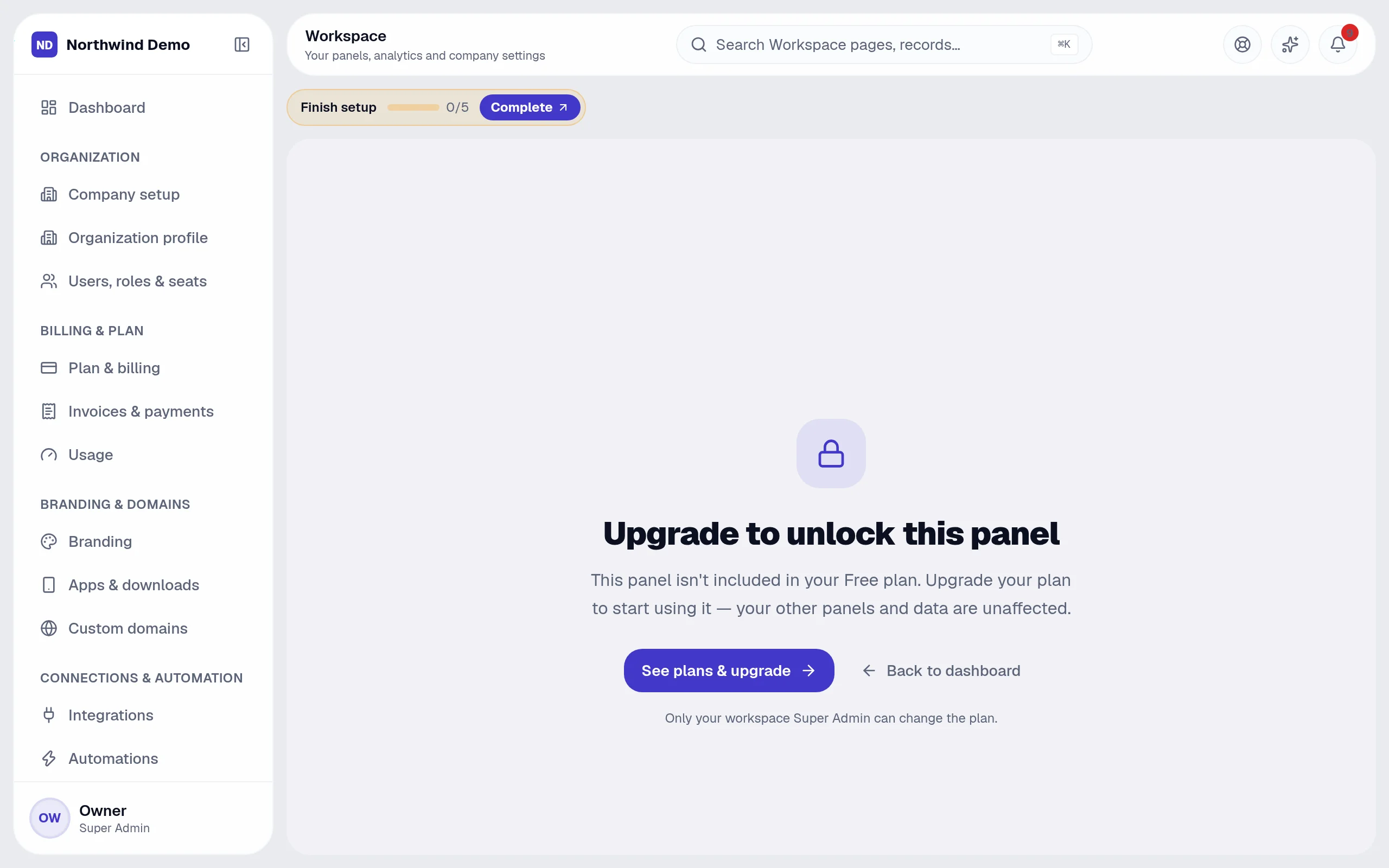 Workspace — Upgrade: the real screen