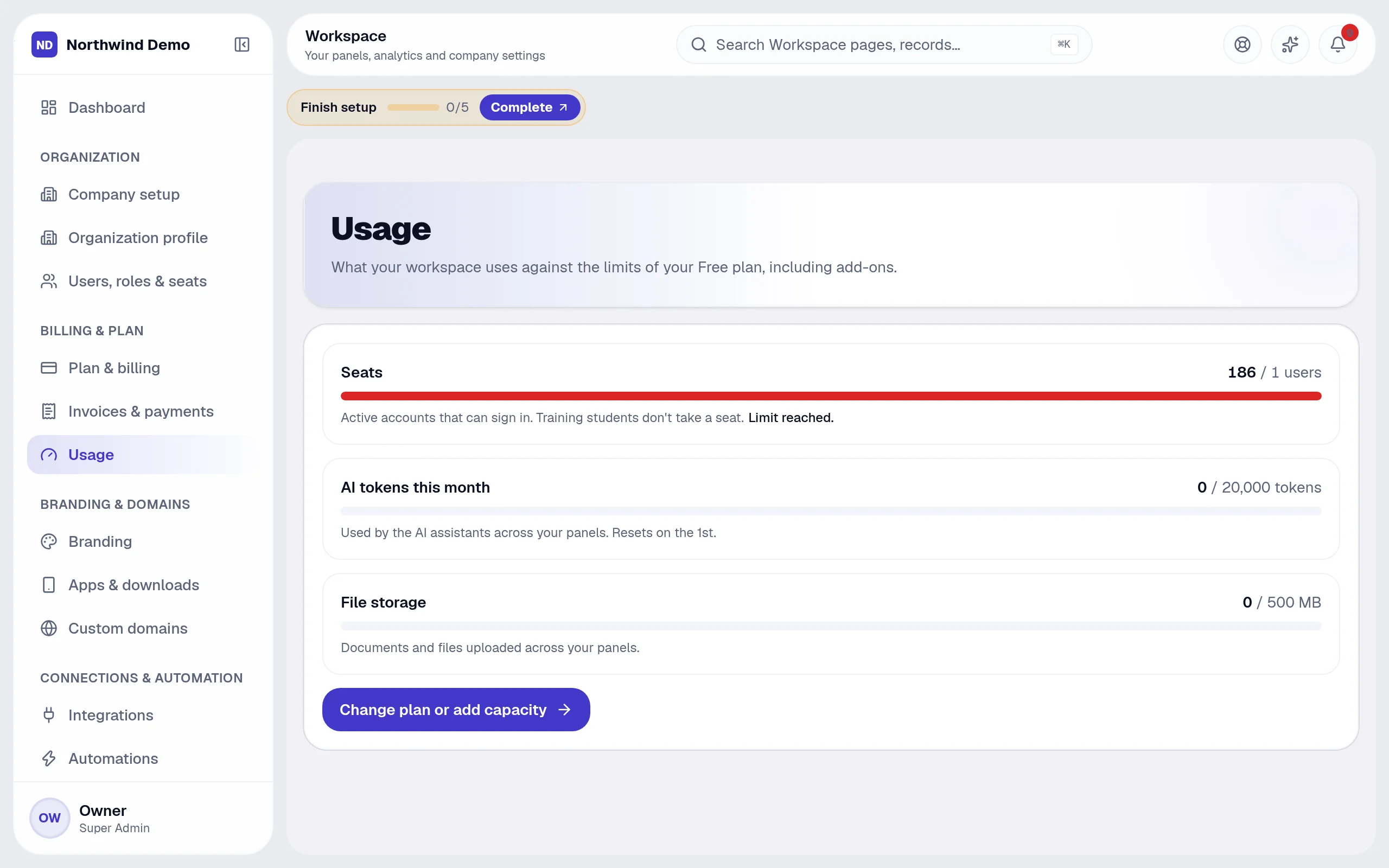 Workspace — Usage: the real screen