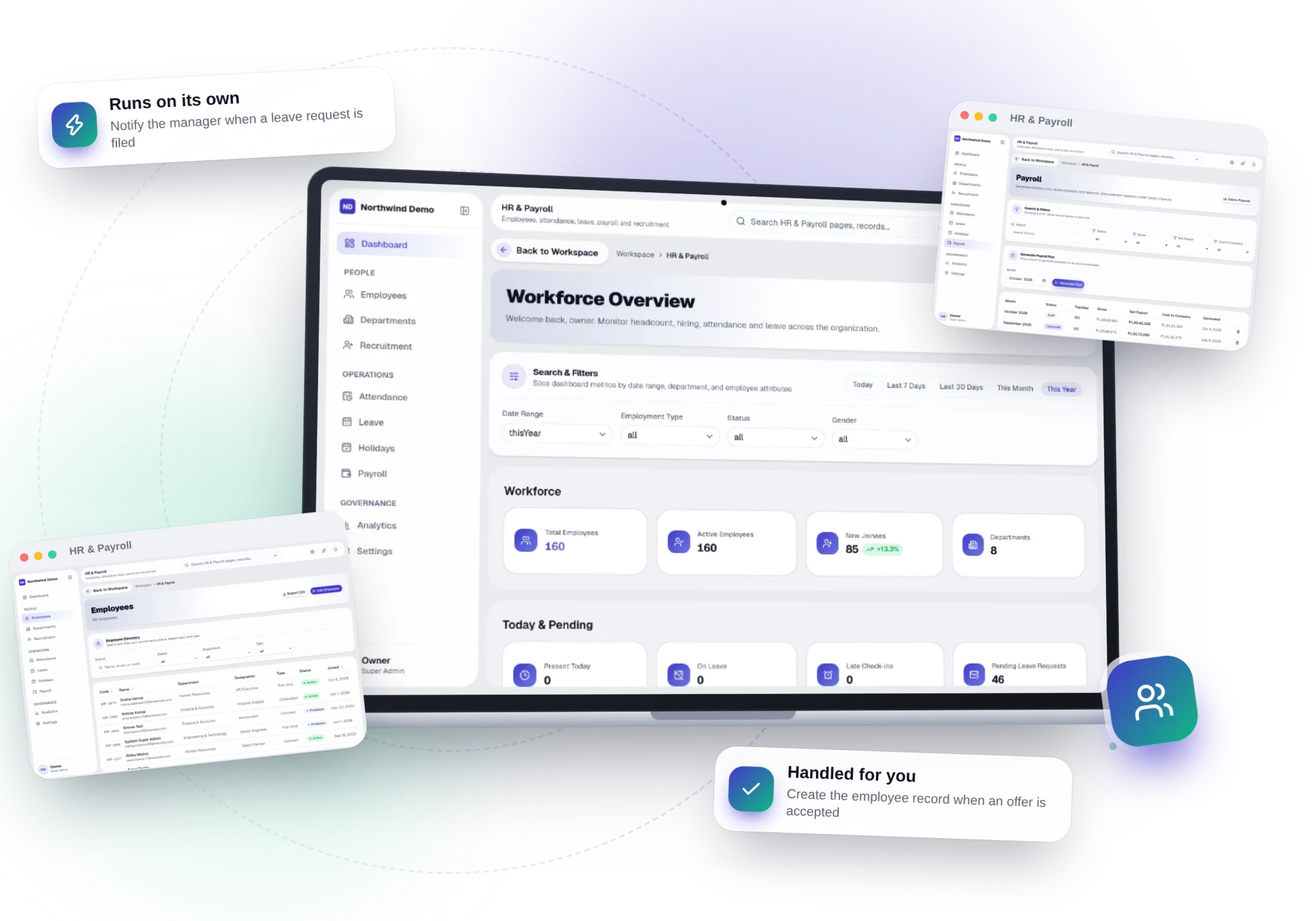 HR & Payroll — the real product, on its own artwork