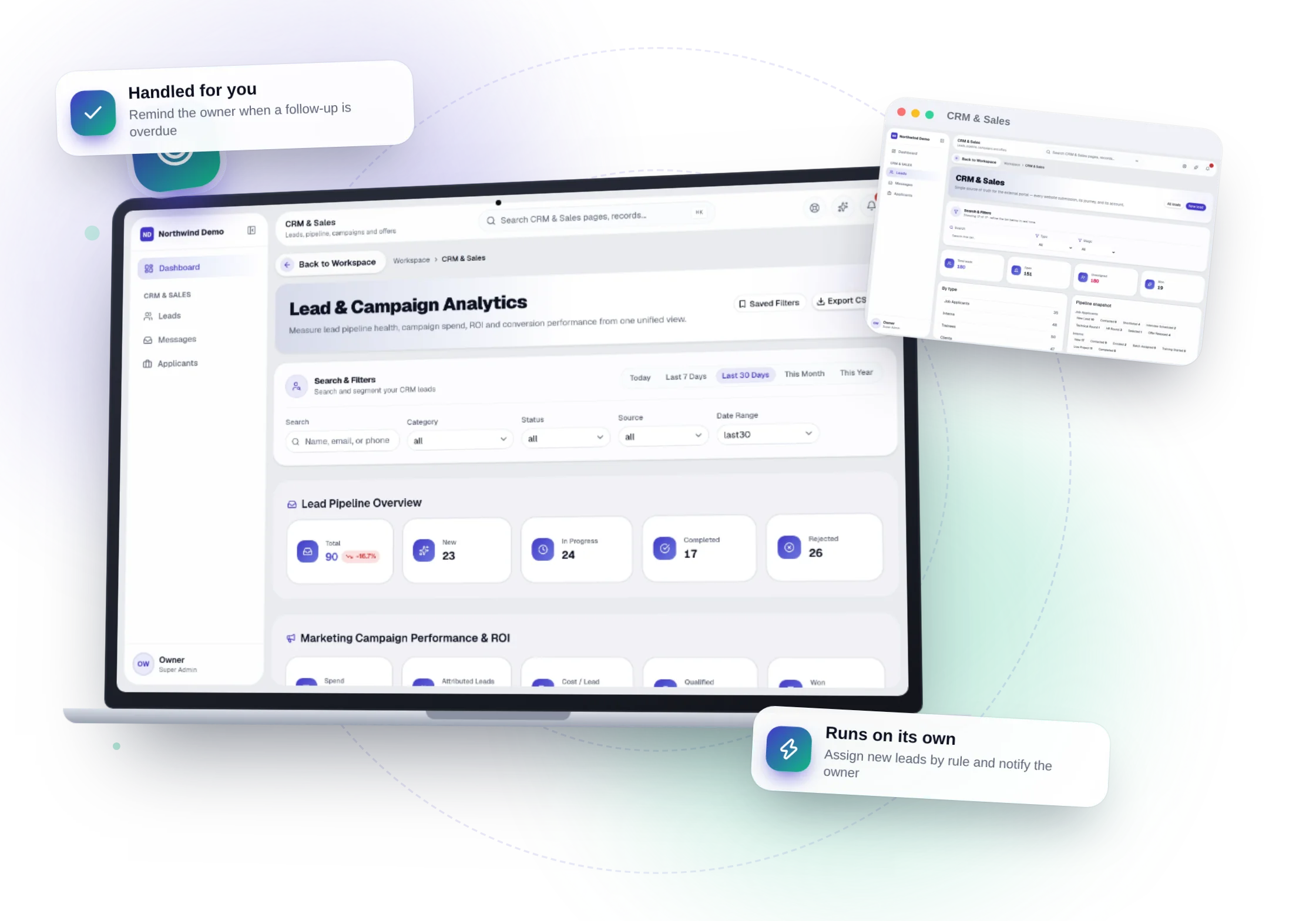 CRM & Sales — the real product, on its own artwork