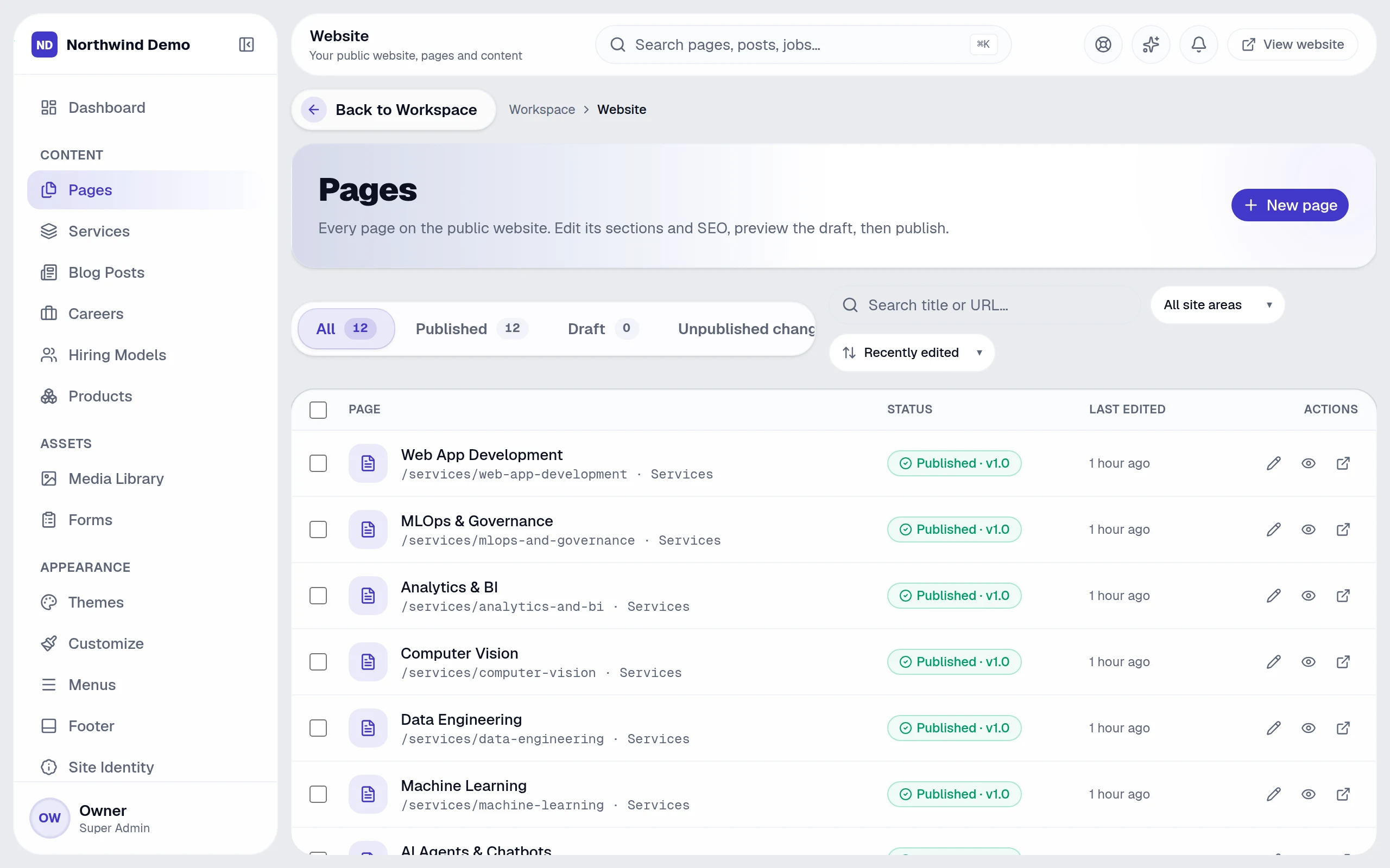 Pages — real screen of the product on a laptop