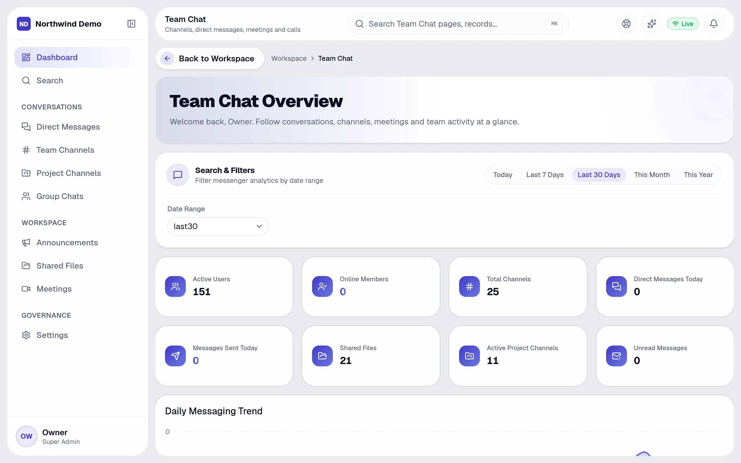 Team Chat — real screen of the product on a laptop